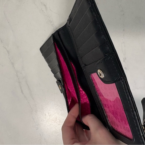 Kate Spade Black Bow Tie Wallet Snap Button - Picture 5 of 6